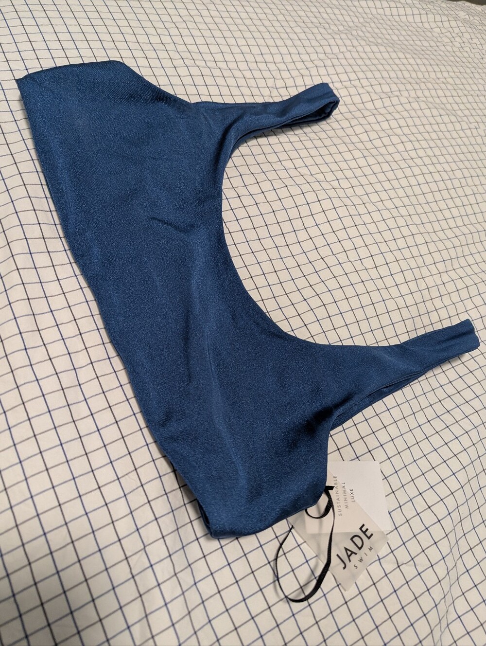 NWT Jade Swim Indigo Blue Rounded Edge Bikini Top